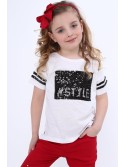 Tricou cu aplicatie de paiete, alb NDZ8613 - Magazin online - Boutique